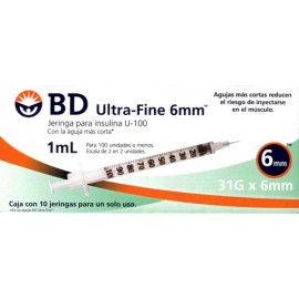 Jga. bd c/10 1ml. 31x6mm insulina ultra-fine